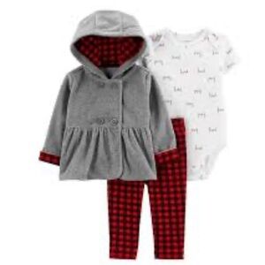 Carter's Gray and Red Plaid Baby Outfit